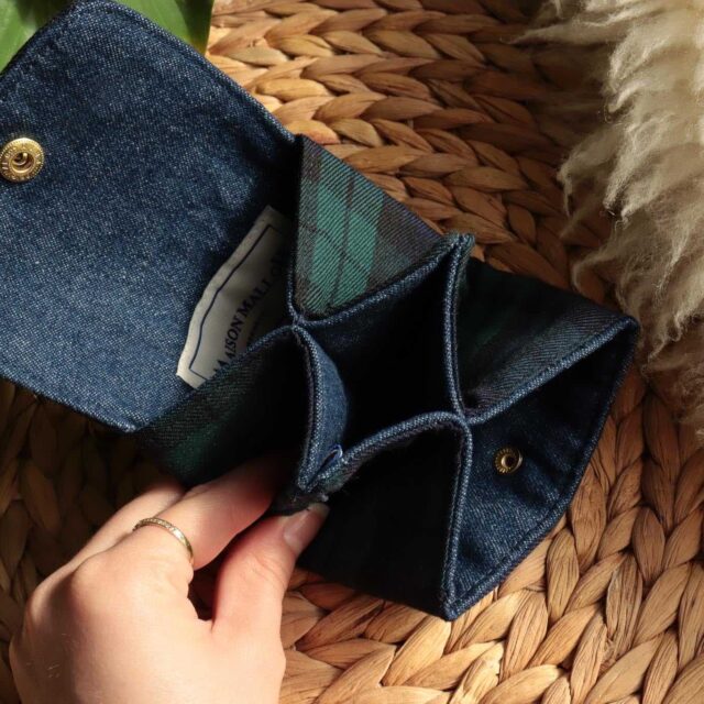 Maison Mallow - Mini Portefeuille à Tartan Marine et Vert