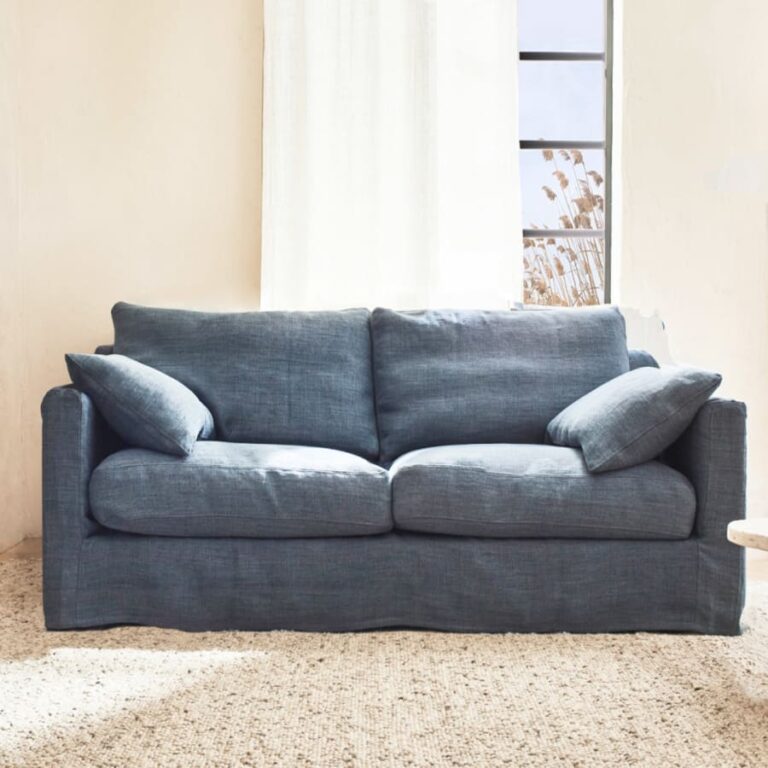 KIPLI - Canapé en lin PALM | 4 places | Marine - Kipli