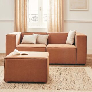 Kipli - Canapé modulable d'angle 3 places avec pouf ARIA