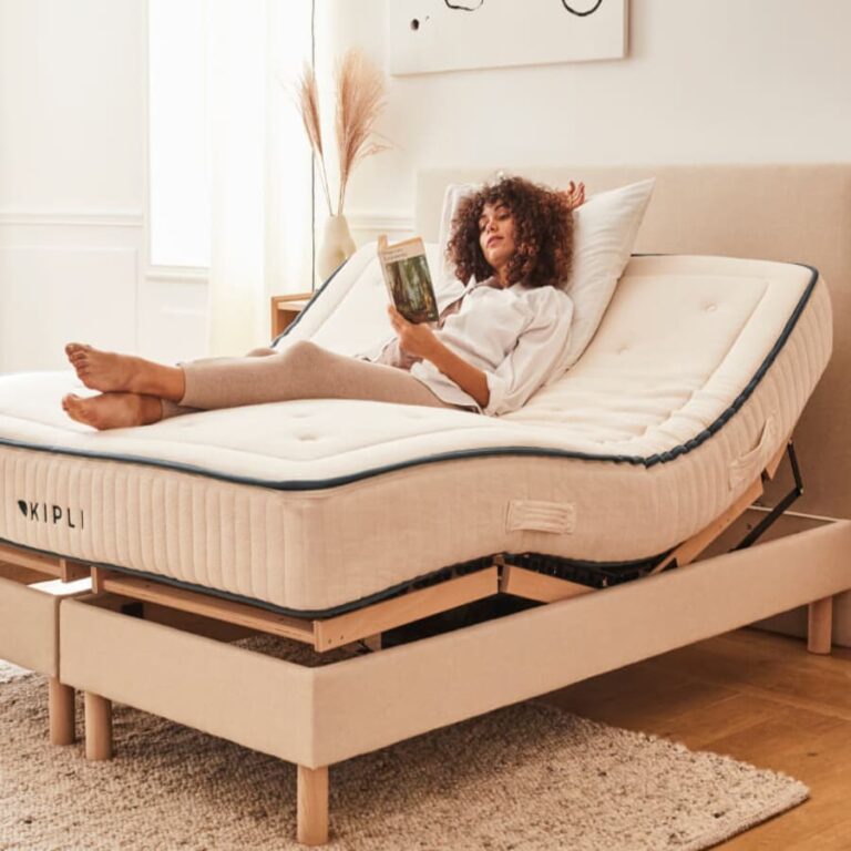 KIPLI - Sommier électrique à lattes OTTO | 180x200 (2x90x200) | Coton crème - Kipli