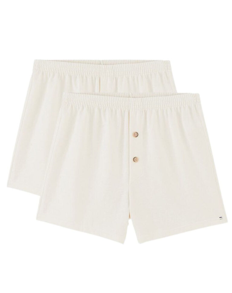 Lemahieu - 2x Caleçons courts en Coton BIO - Naturel - Blanc - Homme