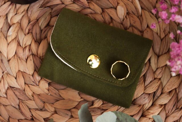 Maison Mallow - Mini Portefeuille En Toile Unie Vert Kaki