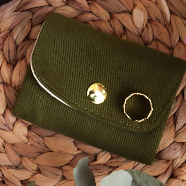 Maison Mallow - Mini Portefeuille En Toile Unie Vert Kaki