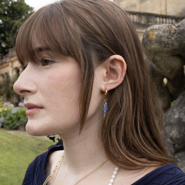 Maison Mallow - Boucles d'Oreilles Margot Lapis Lazuli et Rhodonite