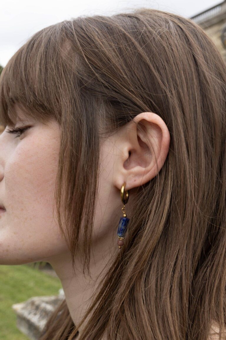Maison Mallow - Boucles d'Oreilles Margot Lapis Lazuli et Rhodonite