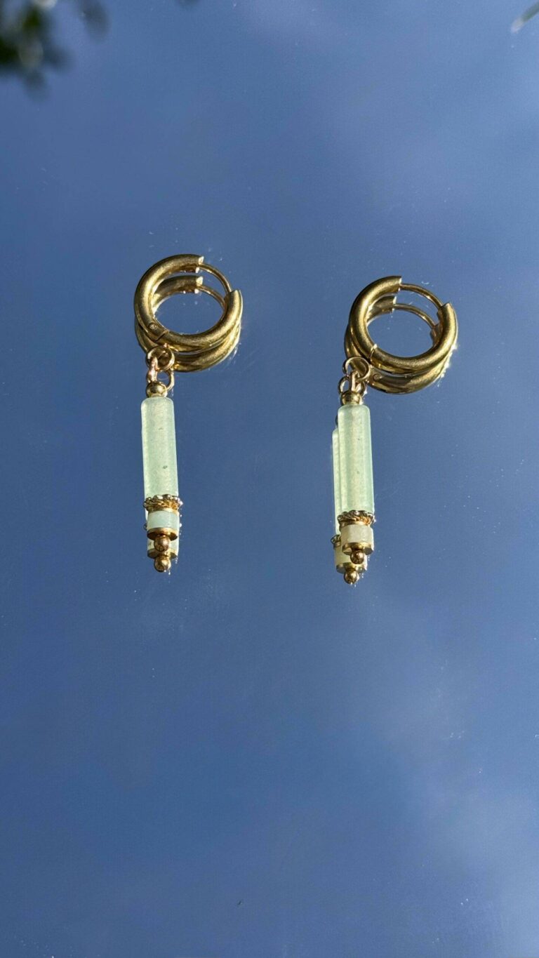Maison Mallow - Boucles d'Oreilles Margot Aventurine verte