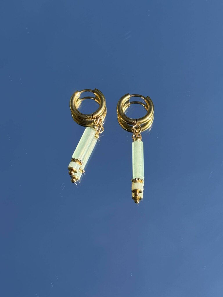 Maison Mallow - Boucles d'Oreilles Margot Aventurine verte