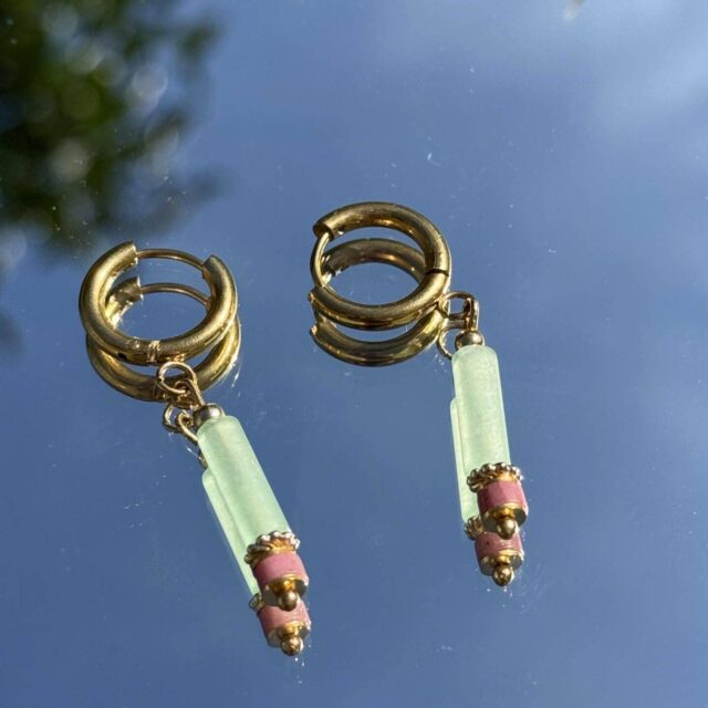 Maison Mallow - Boucles d'Oreilles Margot Aventurine et Rhodonite
