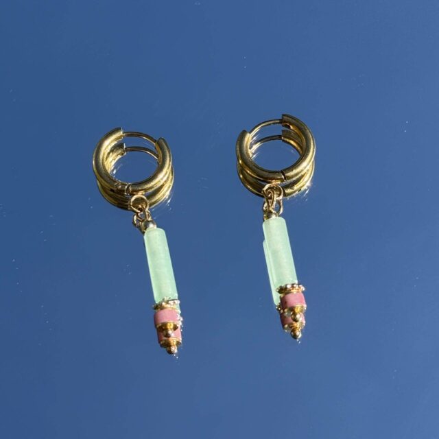 Maison Mallow - Boucles d'Oreilles Margot Aventurine et Rhodonite