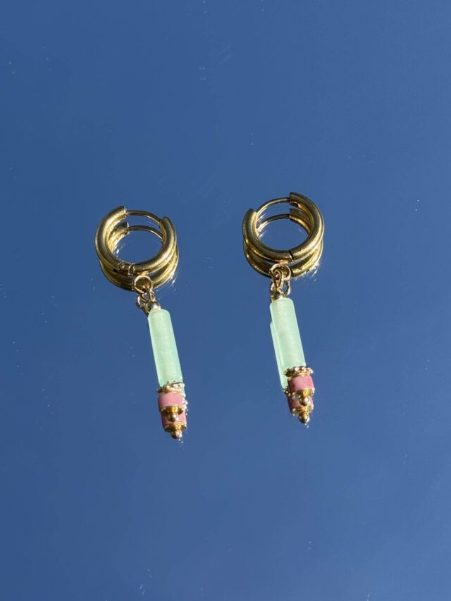 Maison Mallow - Boucles d'Oreilles Margot Aventurine et Rhodonite