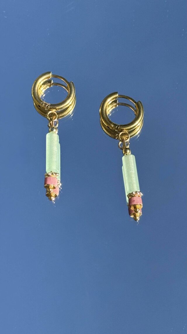 Maison Mallow - Boucles d'Oreilles Margot Aventurine et Rhodonite