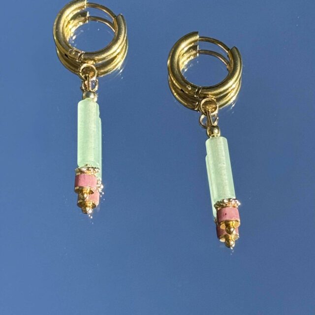 Maison Mallow - Boucles d'Oreilles Margot Aventurine et Rhodonite