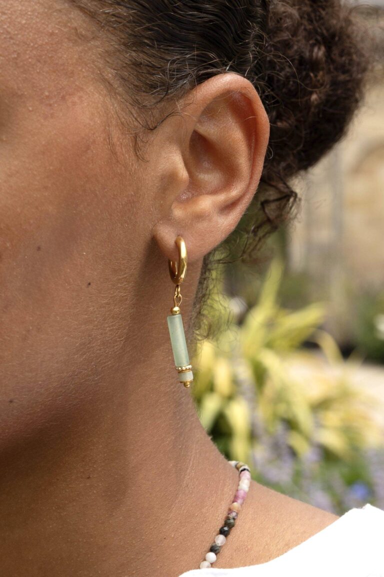 Maison Mallow - Boucles d'Oreilles Margot Aventurine et Rhodonite