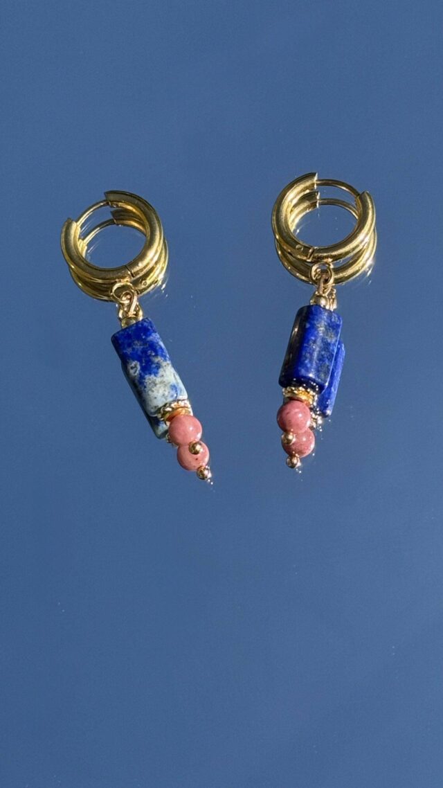 Maison Mallow - Boucles d'Oreilles Margot Lapis Lazuli et Rhodonite