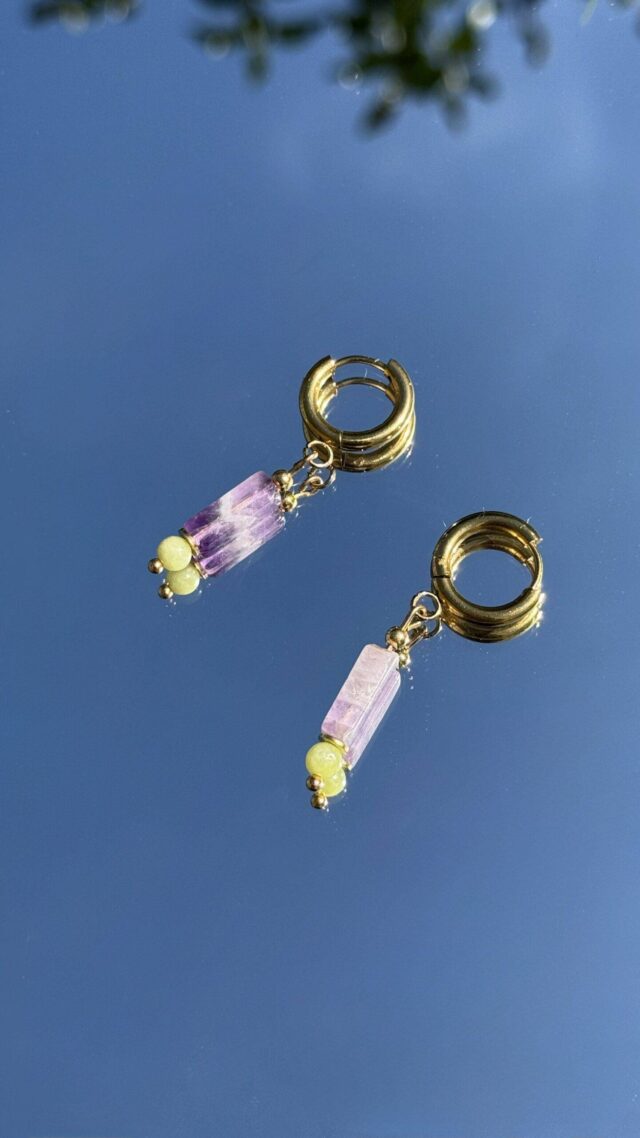 Maison Mallow - Boucles d'Oreilles Margot Améthyste et Jade