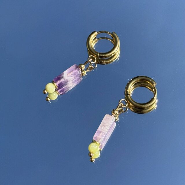 Maison Mallow - Boucles d'Oreilles Margot Améthyste et Jade