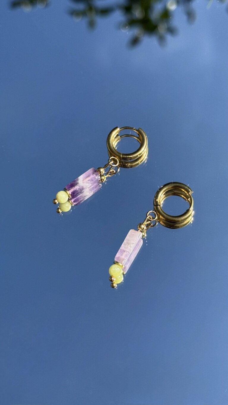 Maison Mallow - Boucles d'Oreilles Margot Améthyste et Jade