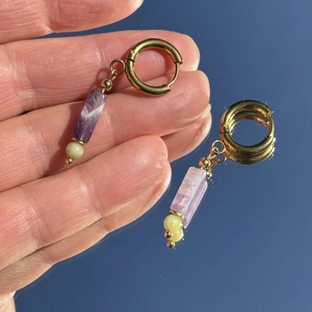 Maison Mallow - Boucles d'Oreilles Margot Améthyste et Jade