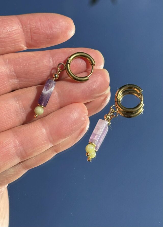 Maison Mallow - Boucles d'Oreilles Margot Améthyste et Jade