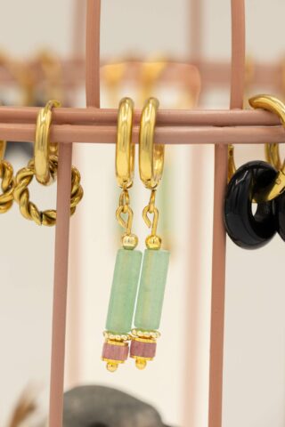 MAISON MALLOW - Boucles d'Oreilles Margot Aventurine et Rhodonite