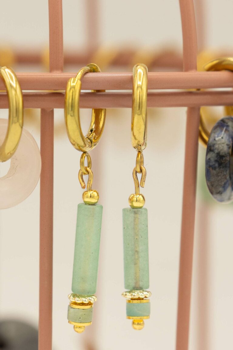 Maison Mallow - Boucles d'Oreilles Margot Aventurine verte