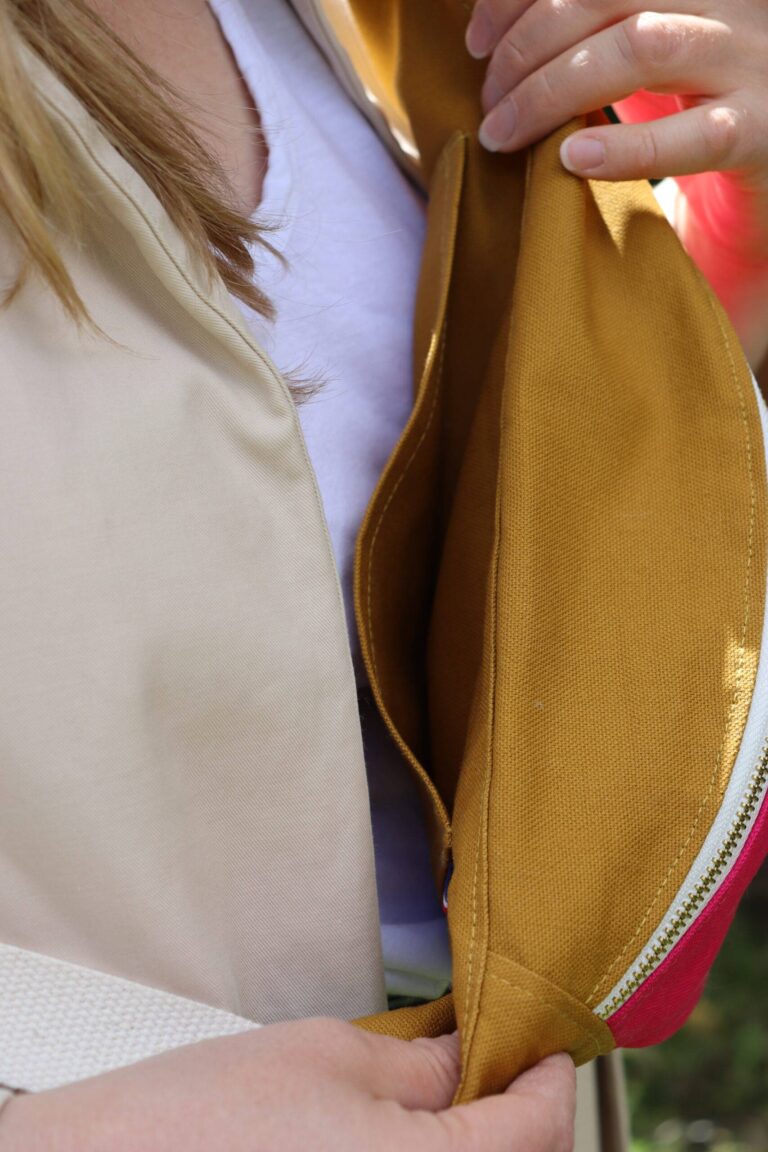 Maison Mallow - Sac banane bicolore Rose fuchsia et Jaune moutarde
