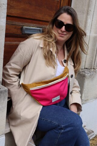 MAISON MALLOW - Sac banane bicolore Rose fuchsia et Jaune moutarde