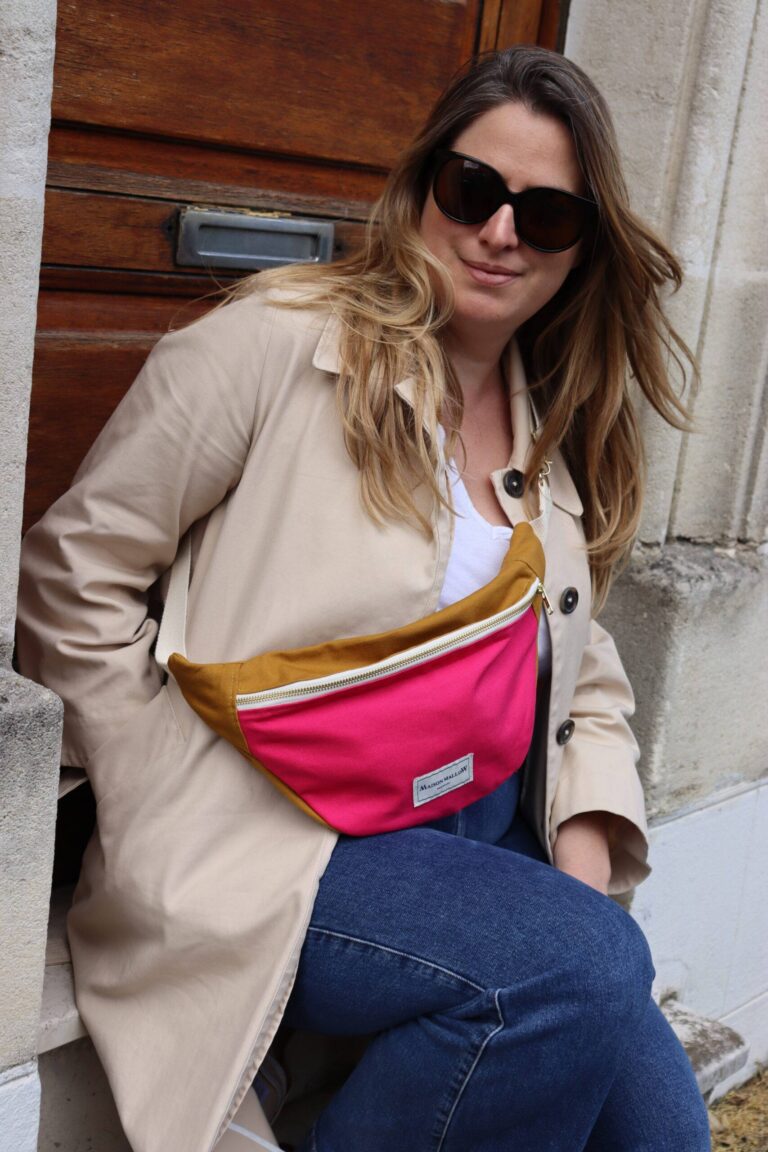 Maison Mallow - Sac banane bicolore Rose fuchsia et Jaune moutarde