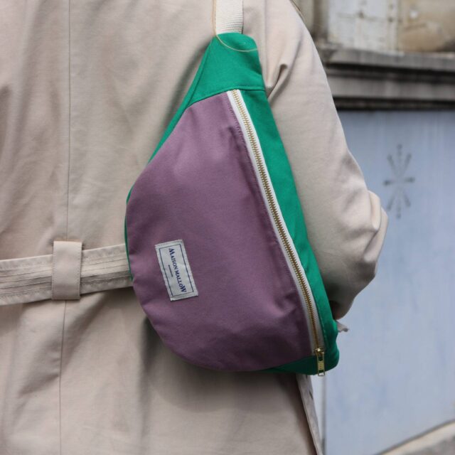 Maison Mallow - Sac banane bicolore Vert gazon et Parme