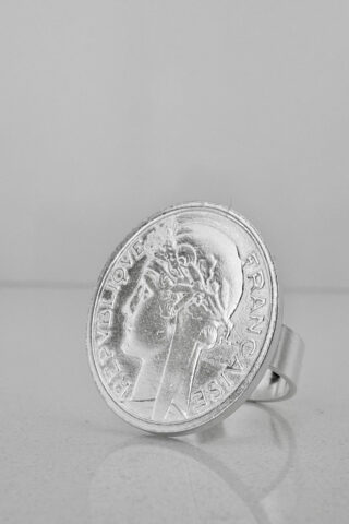 Bague – Louise 1 Franc Argent par la marque LE SOU FRANÇAIS LE SOU FRANÇAIS - Bague – Louise 1 Franc Argent