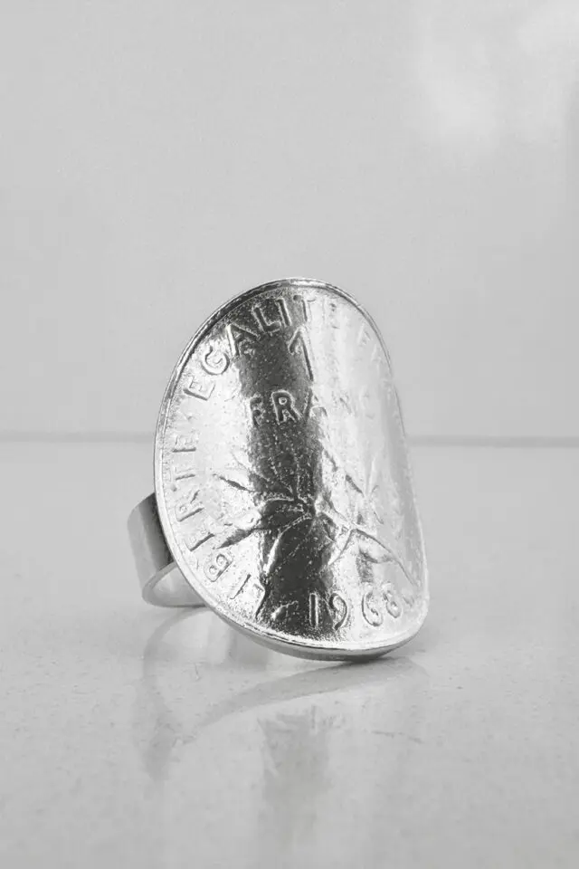 LE SOU FRANÇAIS - Bague – La Bordelaise courbée Argent 1 Franc