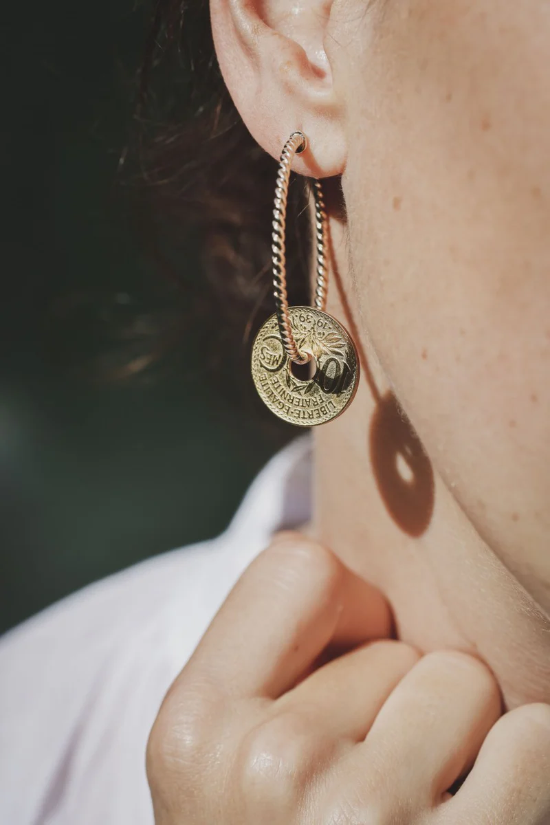 Le sou français - Boucles d'oreilles