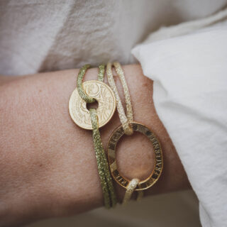 Le sou français - bracelet cordon pièce