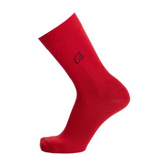 Unies broderie B – chaussettes homme – coton rouge par la marque Maison Broussaud Maison Broussaud - Unies broderie B – chaussettes homme – coton rouge
