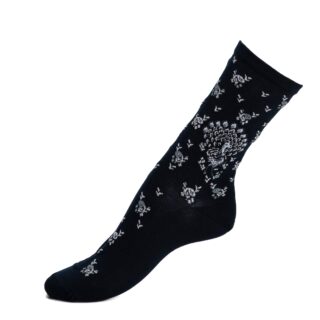 Les paons – chaussettes femme – coton marine par la marque Maison Broussaud Maison Broussaud - Les paons – chaussettes femme – coton marine