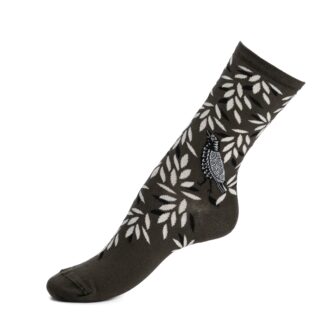 Maison Broussaud - Oiseau – chaussettes femme – coton kaki