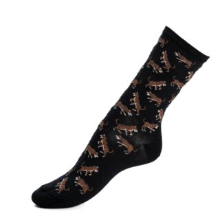 Les léopards – chaussettes femme – coton noir par la marque Maison Broussaud Maison Broussaud - Les léopards – chaussettes femme – coton noir
