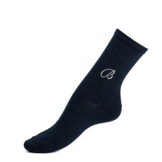 Les unies broderie B – chaussettes femme – coton marine par la marque Maison Broussaud Maison Broussaud - Les unies broderie B – chaussettes femme – coton marine