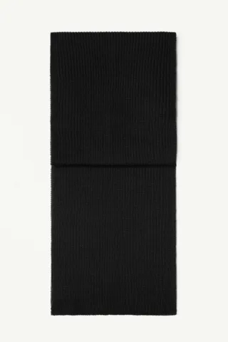 Tricots Marcel - Echarpe Homme laine Mérinos  Noir Charbon