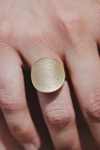 LE SOU FRANÇAIS - Bague  La Bordelaise courbée Or 1/2 Franc
