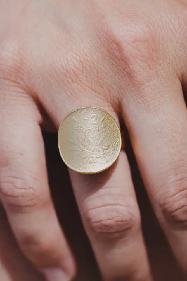 LE SOU FRANÇAIS - Bague – La Bordelaise courbée Or 1/2 Franc