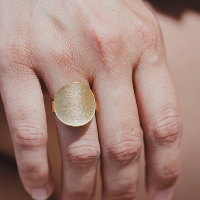 Le Sou Français - Bague - La Bordelaise courbée Or 1/2 Franc