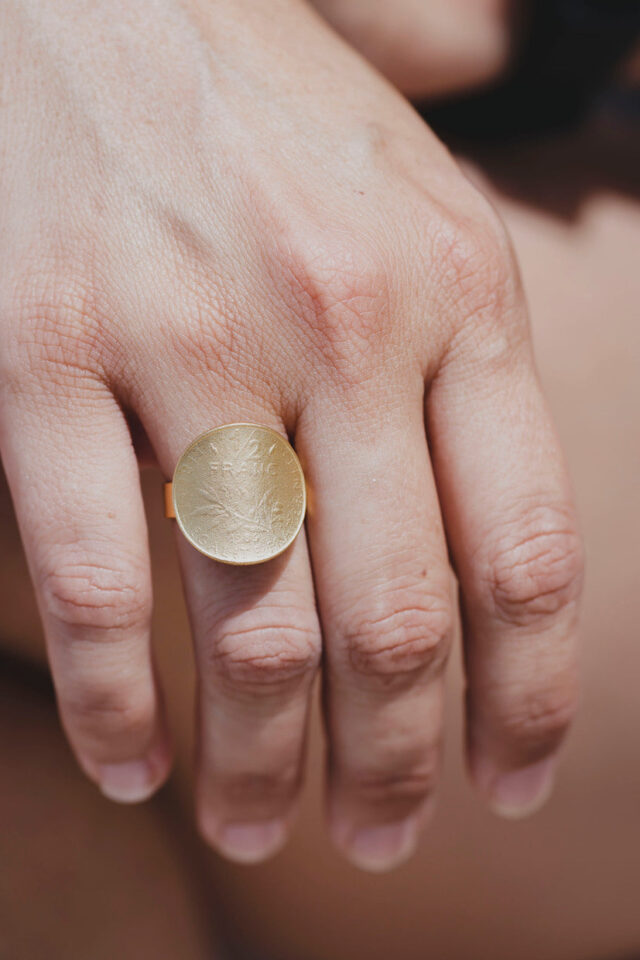 Le Sou Français - Bague - La Bordelaise courbée Or 1/2 Franc