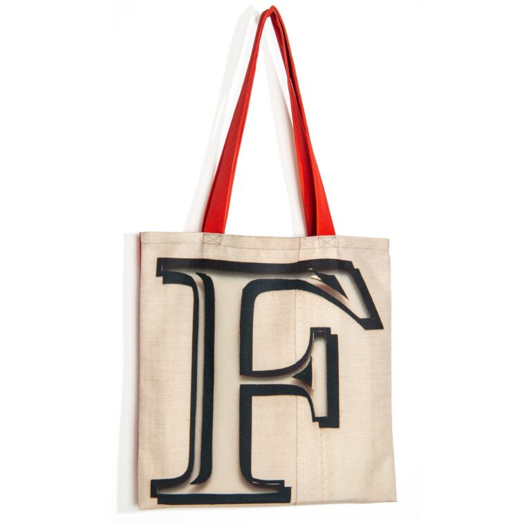 Maron Bouillie - Sac shopping alphabet lettre F - made France Abécédaire