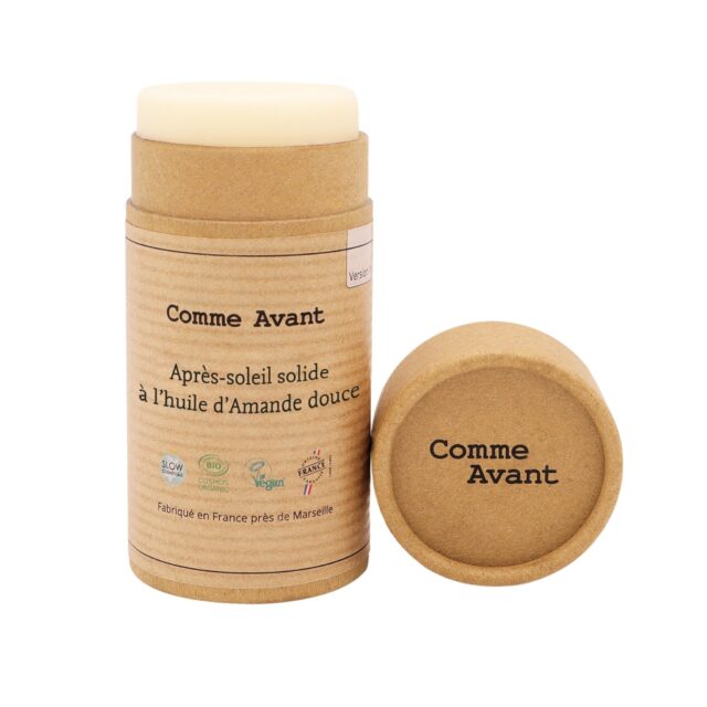 Comme Avant - Après-soleil Bio Solide 70g - Crème Soin Naturel Visage & Corps - à l’Huile d’Amande Douce - Abricot & Fruit de la passion