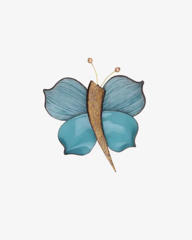 Broche Papillon MVX émaillée Noir Et Strass Bleus - Bronze - Occasion Très Bon état