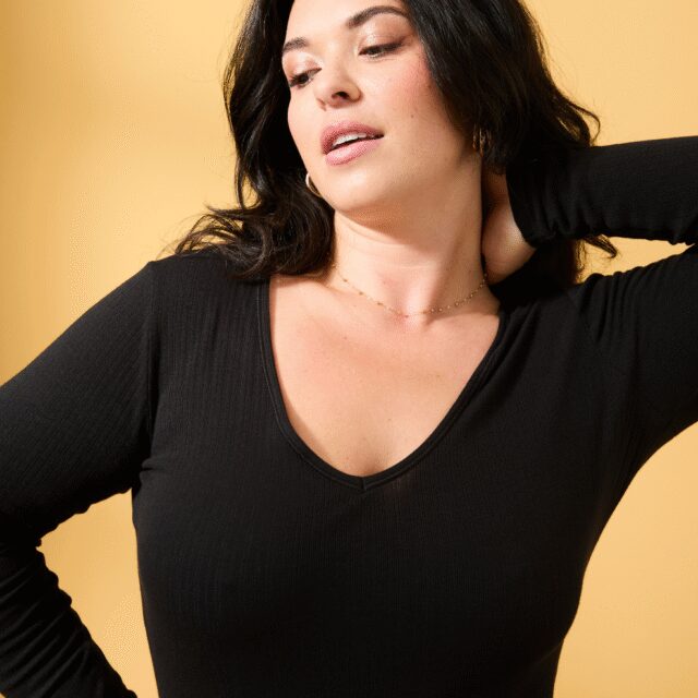 Lemahieu - Body manches longues - Col V - Noir - Femme