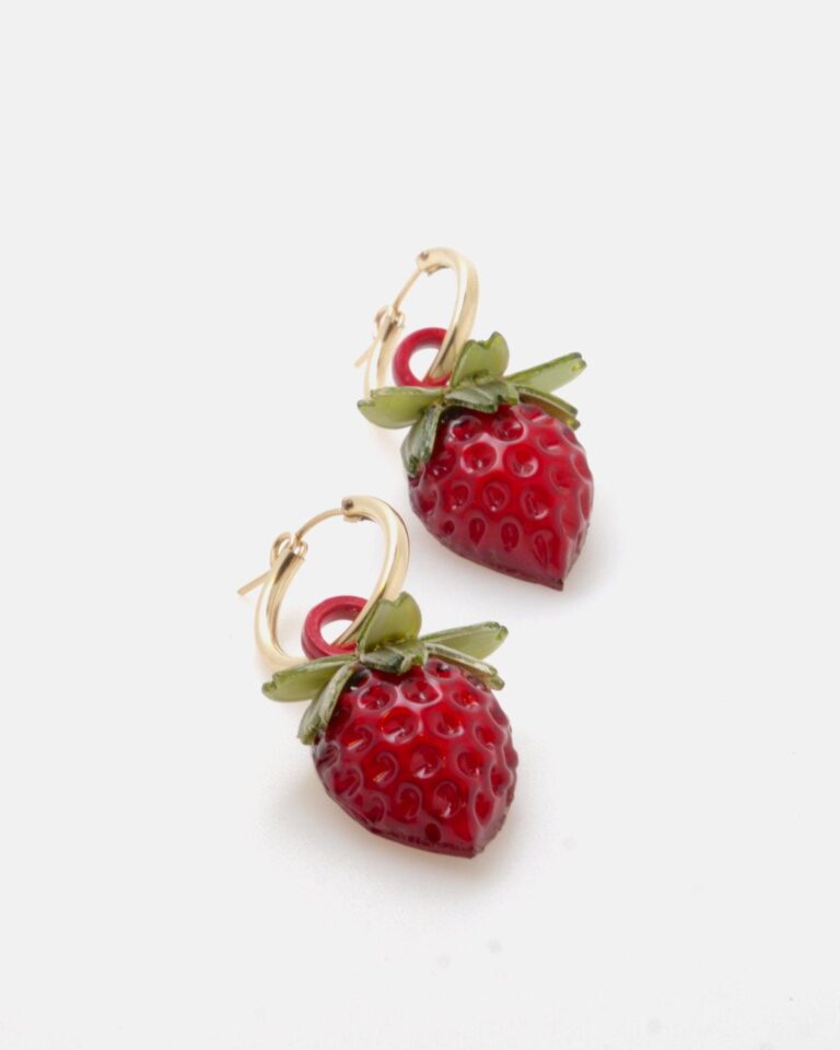Ciléa Paris - Boucle d'oreille créole originale Fraise Botanica
