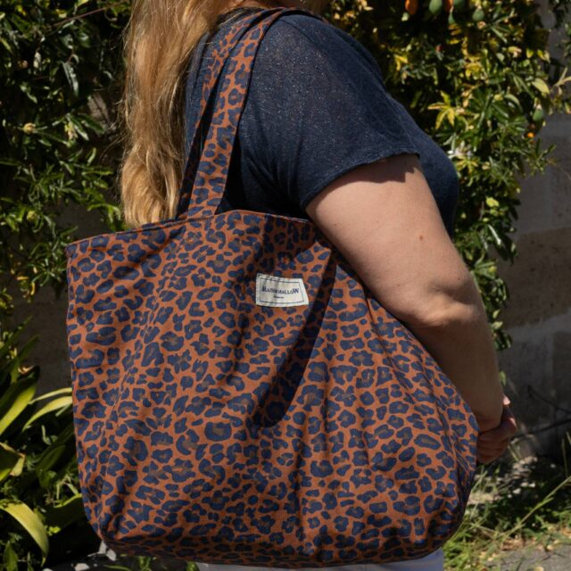 Maison Mallow - Sac Cabas Medium Léopard Bleu