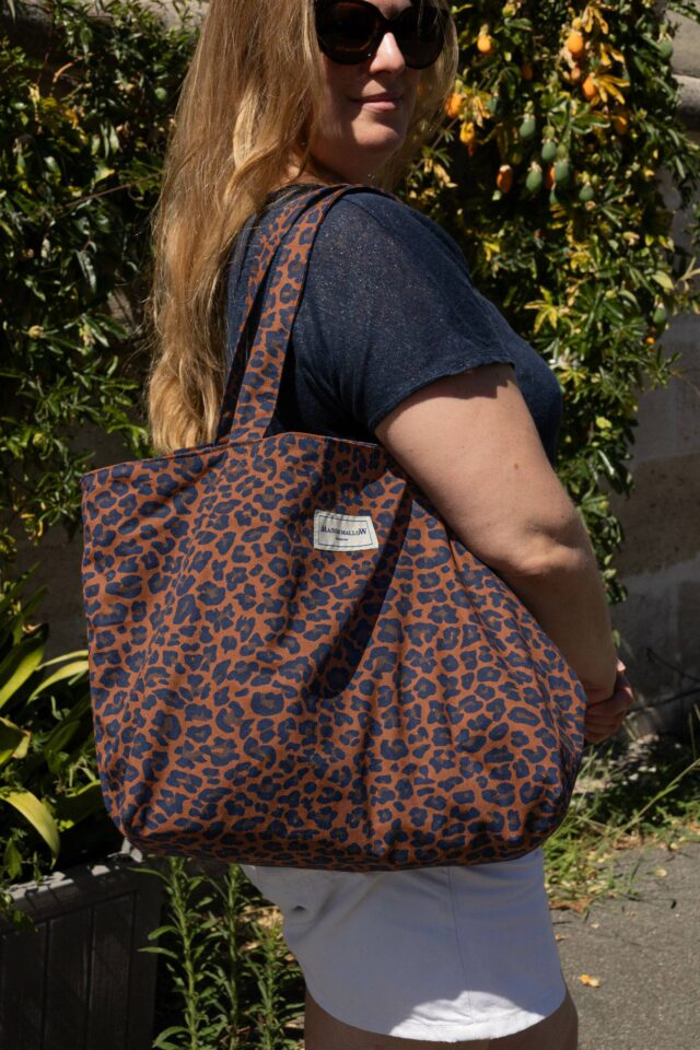 Maison Mallow - Sac Cabas Medium Léopard Bleu